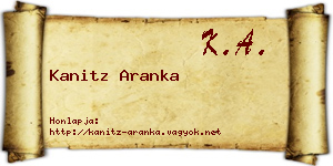 Kanitz Aranka névjegykártya